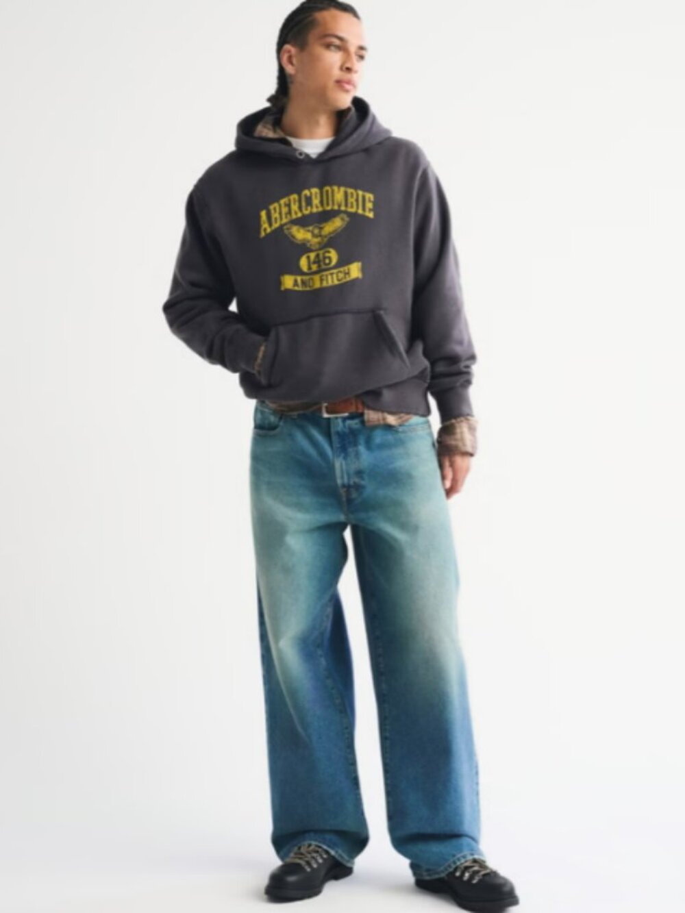 Vintage Abercrombie & Fitch Popover Hoodie M Oversized Y2K Archive Graphic - Picture 3 of 13